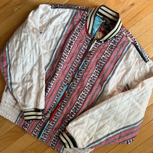 Free People Printed Quilted Bomber Jacket size XS NWOT - Picture 2 of 5